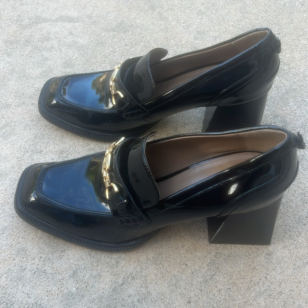 Sam Edelman Women's Black Patent Quincy Heels w Gold Detail Size 9 - Picture 4 of 10